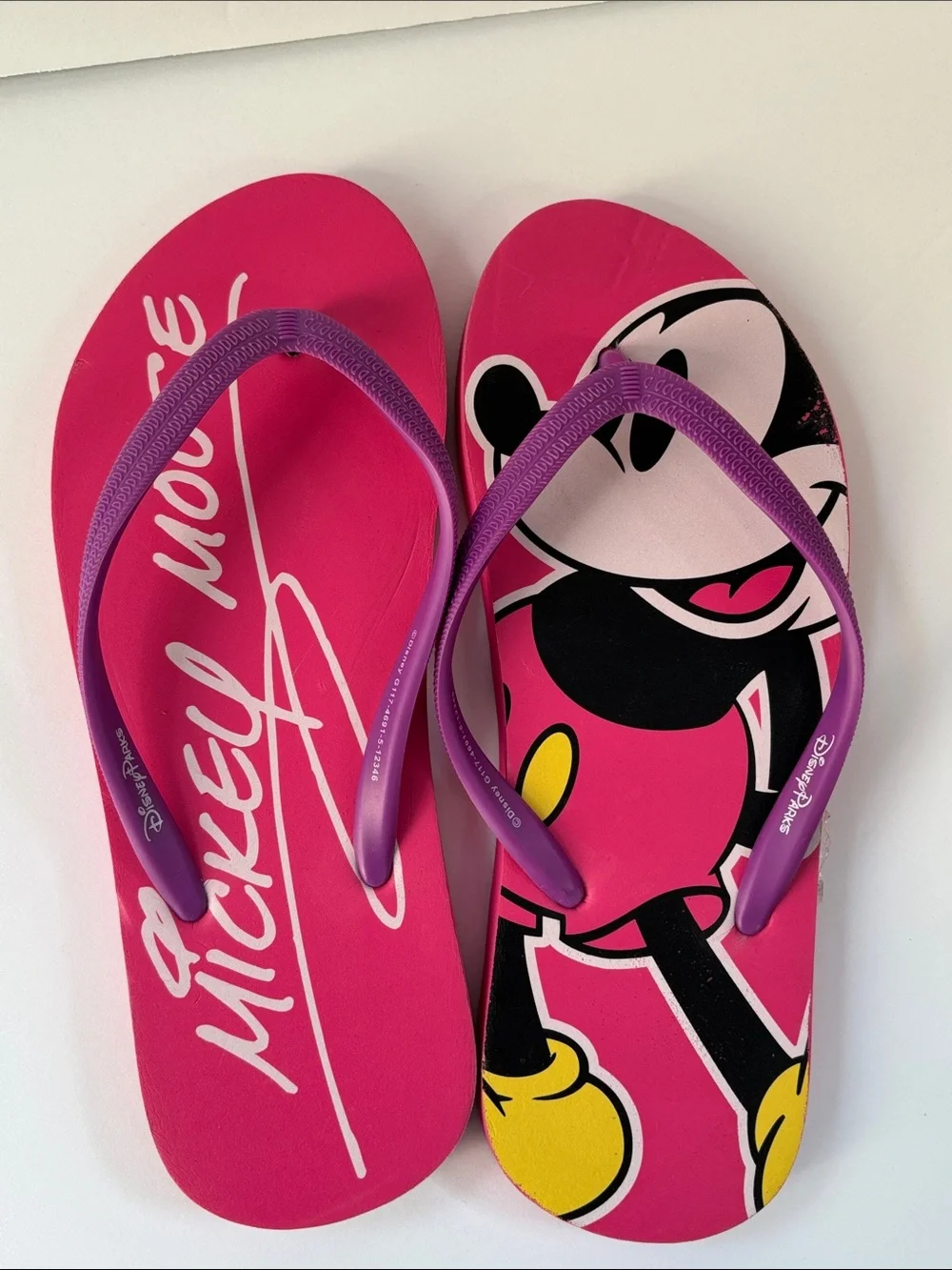 ✨ Disney Parks Mickey Mouse Flip Flops Youth Girls Size 5/6 New Without Tags 💖